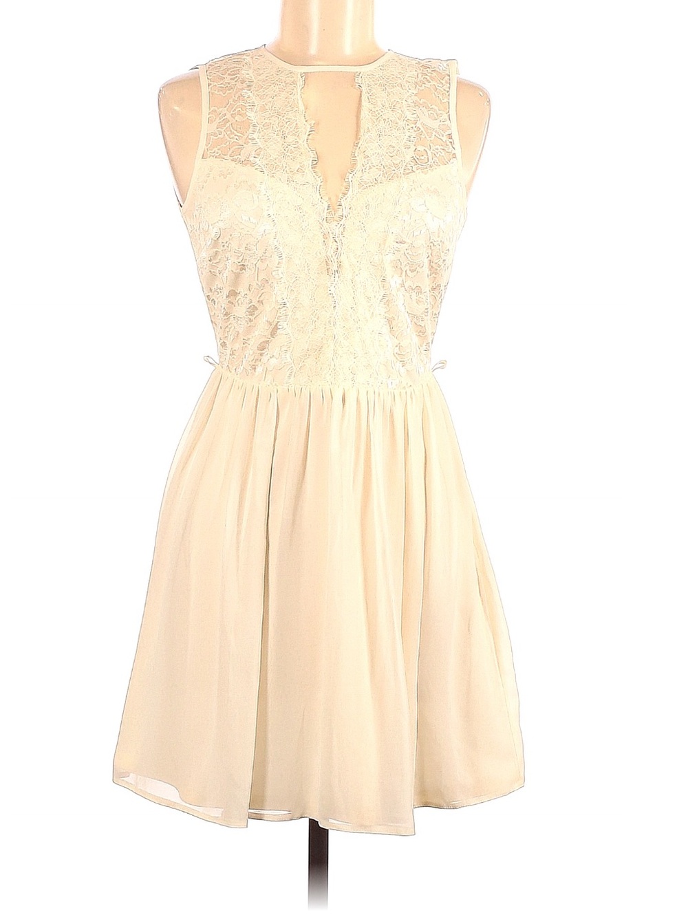 ASOS Ivory Lace Chiffon Fit & Flare Dress Open Back Sleeveless US 6